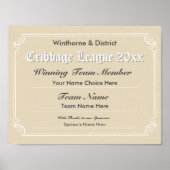 Cribbbage Competition Certificate Poster (Vorne)
