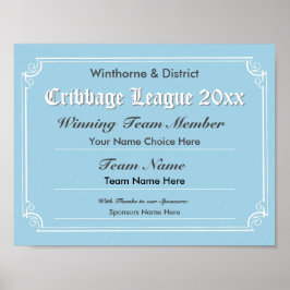 Cribbbage Competition Certificate Poster