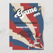 Cricket American Flag Spiel auf Kindergeburtstag Einladung (Vorne/Hinten)