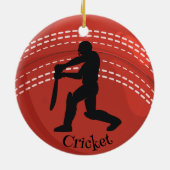Cricket Ball Cricketer Design Keramik Ornament (Hinten)