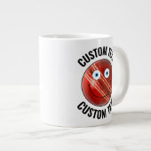 Cricket Ball Custom Happy Face & Personalisiert Te Jumbo-Tasse (Vorderseite Rechts)
