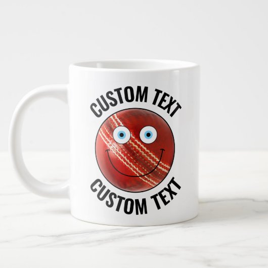 Cricket Ball Custom Happy Face & Personalisiert Te Jumbo-Tasse (Links)