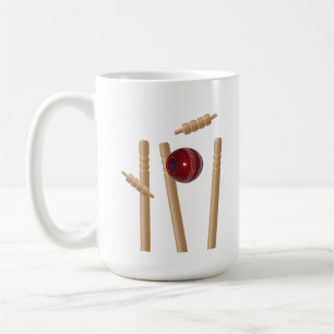 Cricket Ball, der die Wickel berührt, Kaffeetasse