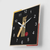 Cricket - Ball, Fledermaus und Ball, beliebtes Des Quadratische Wanduhr (Winkel)