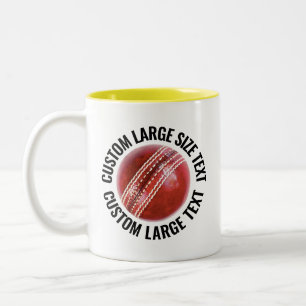 Cricket Ball & Große Schrift GELB 310g Custom Zweifarbige Tasse