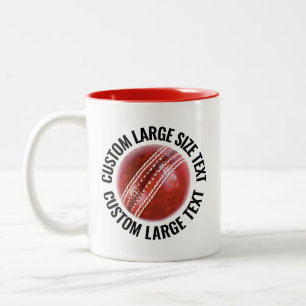 Cricket Ball & Große Schrift ROT 11oz Custom Zweifarbige Tasse