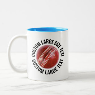 Cricket Ball & Großer Text HELLBLAU 11oz Custom Zweifarbige Tasse