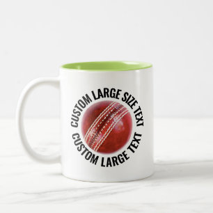 Cricket Ball & Großer Text LIME GRÜN 11oz Maßanfer Zweifarbige Tasse