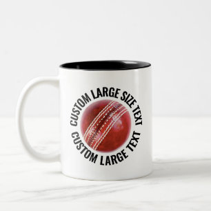 Cricket Ball & Großer Text SCHWARZ 11oz Benutzerde Zweifarbige Tasse