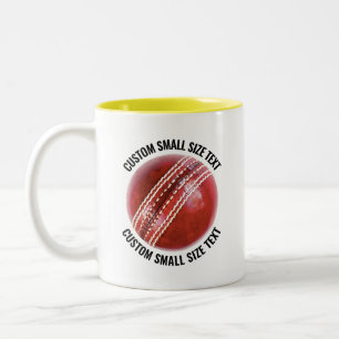 Cricket Ball & Kleiner Text GELB 11oz Custom Zweifarbige Tasse