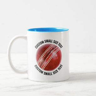 Cricket Ball & Kleiner Text HELLBLAU 11oz Custom Zweifarbige Tasse