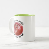 Cricket Ball & Kleiner Text LIME GRÜN 11oz Custom Zweifarbige Tasse (Vorderseite Links)