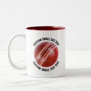 Cricket Ball & Kleiner Text MAROON 11oz Benutzerde Zweifarbige Tasse