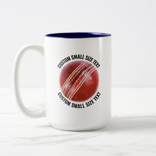 Cricket Ball & Kleiner Text NAVY BLAU 425g Custom Zweifarbige Tasse