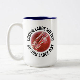 Cricket Ball & Large Text NAVY BLAU 425g Custom Zweifarbige Tasse
