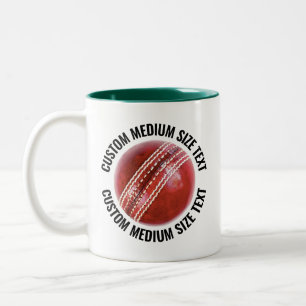 Cricket Ball, Mitteltext HUNTER GRÜN 11oz Custom Zweifarbige Tasse