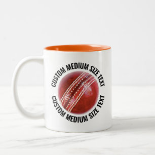 Cricket Ball & Mitteltext ORANGE 11oz Custom Zweifarbige Tasse