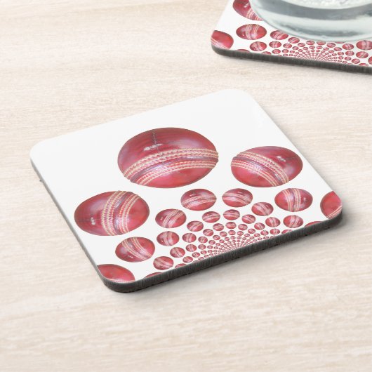 Cricket Ball Print des Sportlover Getränkeuntersetzer (Linke Seite)