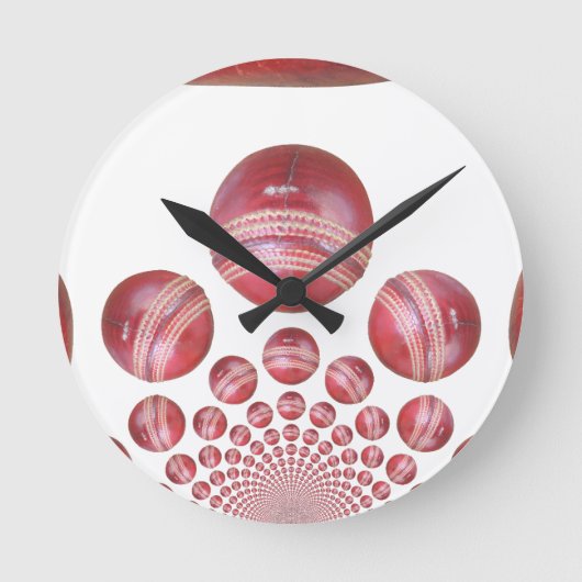 Cricket Ball Print des Sportlover Runde Wanduhr (Vorderseite)