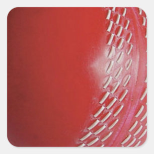 Cricket Ball Red Anpassen mit Ihrem Namen Quadratischer Aufkleber