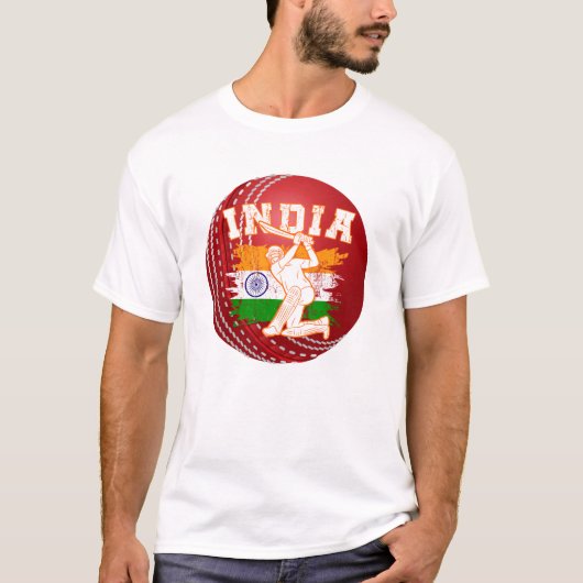 Cricket Ball Red Customizing Indian Cricket Player T-Shirt (Vorderseite)