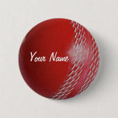 Cricket Ball Red passen sich Ihrem Namen an Button (Vorderseite)