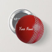 Cricket Ball Red passen sich Ihrem Namen an Button (Vorne & Hinten)