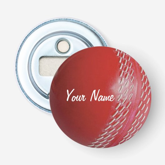 Cricket Ball Red passen sich Ihrem Namen an Flaschenöffner (Vorderseite)