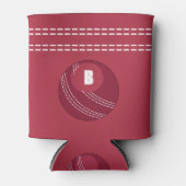 Cricket Ball Seam Monogram Cricketer Dosenkühler (Vorderseite)