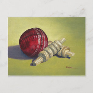 Cricket Ball und Bails Postkarte