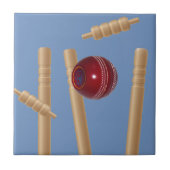 Cricket Ball und Stumps, Fliese (Vorderseite)