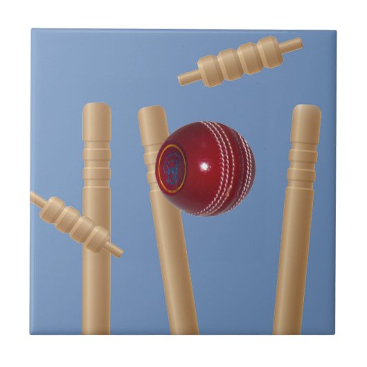 Cricket Ball und Stumps, Fliese (Vorderseite)