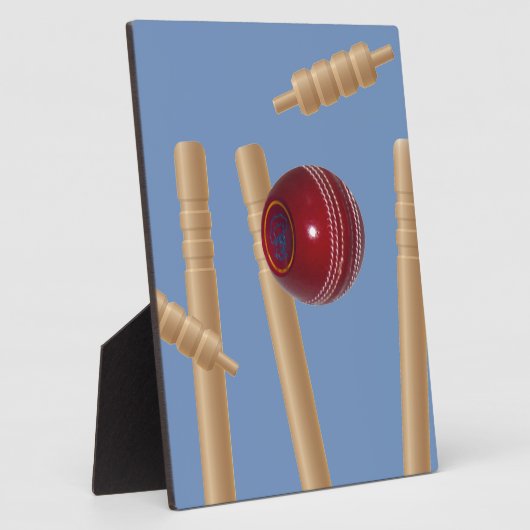 Cricket Ball und Stumps, Fotoplatte (Seite)