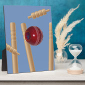 Cricket Ball und Stumps, Fotoplatte (Seite)