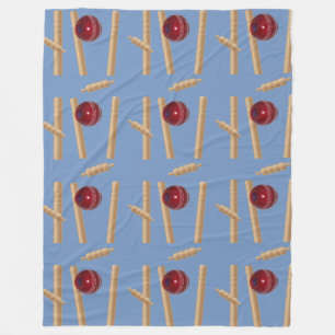 Cricket Ball und Stumps, groß Fleecedecke