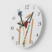 Cricket Ball und Stumps, Große Wanduhr (Winkel)