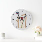 Cricket Ball und Stumps, Große Wanduhr (Zuhause)