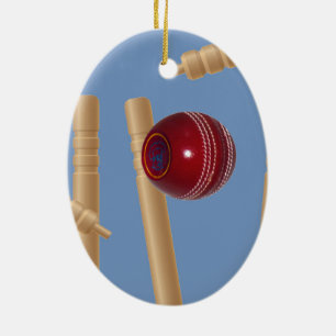 Cricket Ball und Stumps, Keramikornament