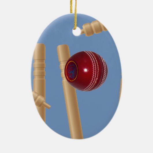 Cricket Ball und Stumps, Keramikornament (Hinten)