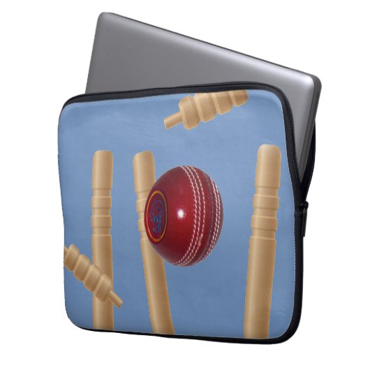 Cricket Ball und Stumps, Laptopschutzhülle (Vorderseite Links)