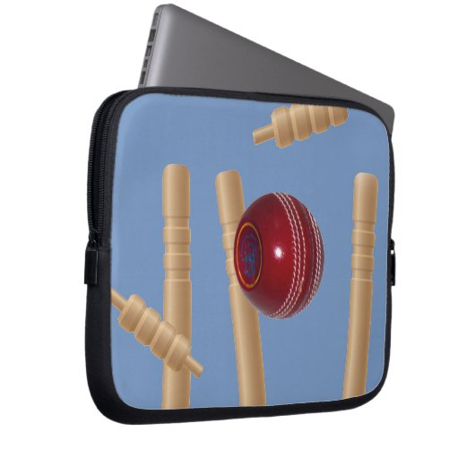 Cricket Ball und Stumps, Laptopschutzhülle (Vorne Rechts)
