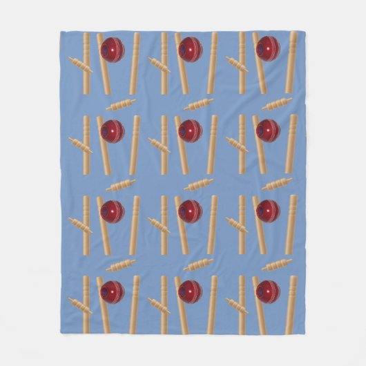 Cricket Ball und Stumps, mittel, Fleecedecke (Vorderseite)