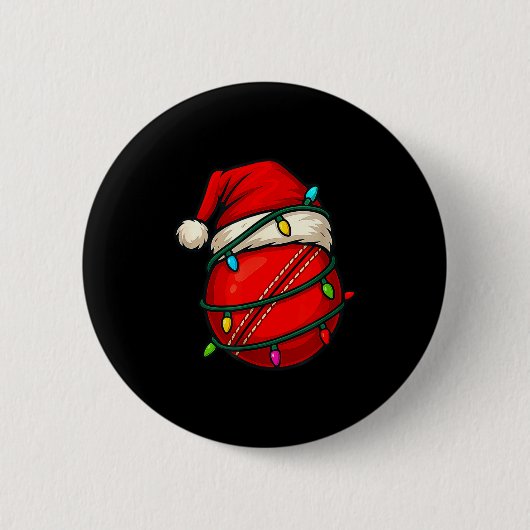 Cricket Ball With Santa Hat Funny Christmas Xmas G Button (Vorderseite)