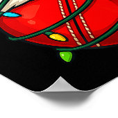 Cricket Ball With Santa Hat Funny Christmas Xmas G Poster (Ecke)