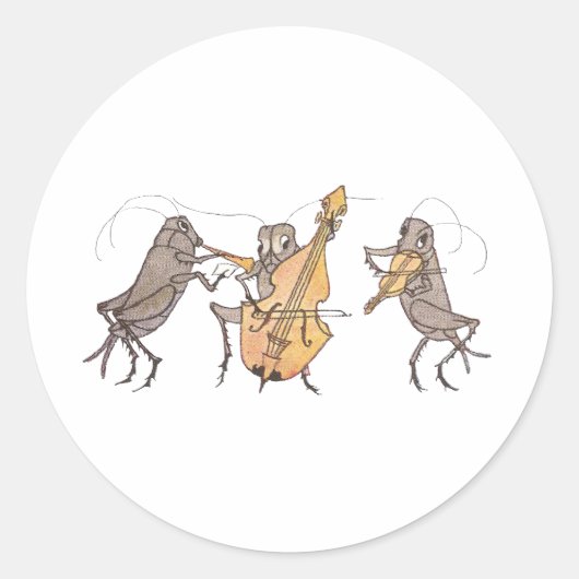 Cricket-Band mit Horn, Cello und Violine Runder Aufkleber (Vorderseite)