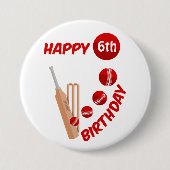 Cricket Bat and Ball Kindergeburtstag Button (Vorderseite)
