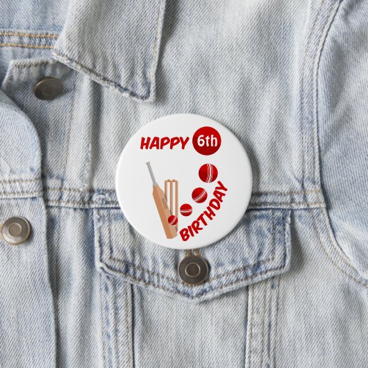 Cricket Bat and Ball Kindergeburtstag Button (Beispiel)