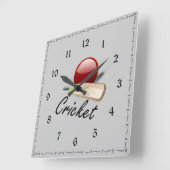 Cricket bat and ball quadratische wanduhr (Winkel)