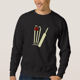 Cricket Bat, Ball, Stumps aus dem Cricketspieler-L Sweatshirt