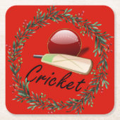Cricket bat und Ball, Weihnachten, Rechteckiger Pappuntersetzer (Vorderseite)